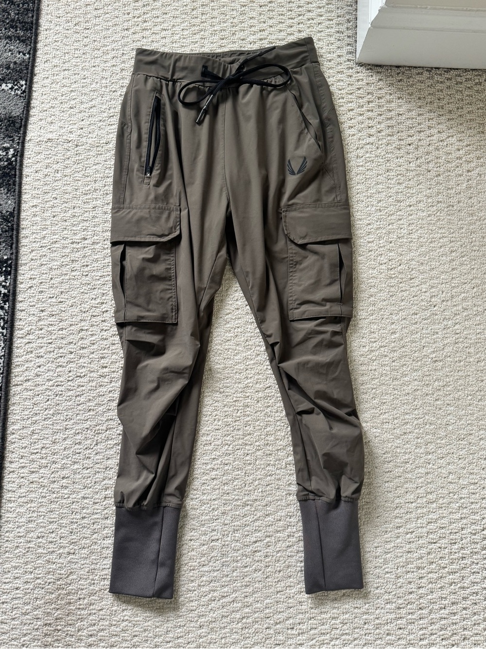 ASRV Men's Olive Cargo Jogger Pants with Rib Cuffs Size XS